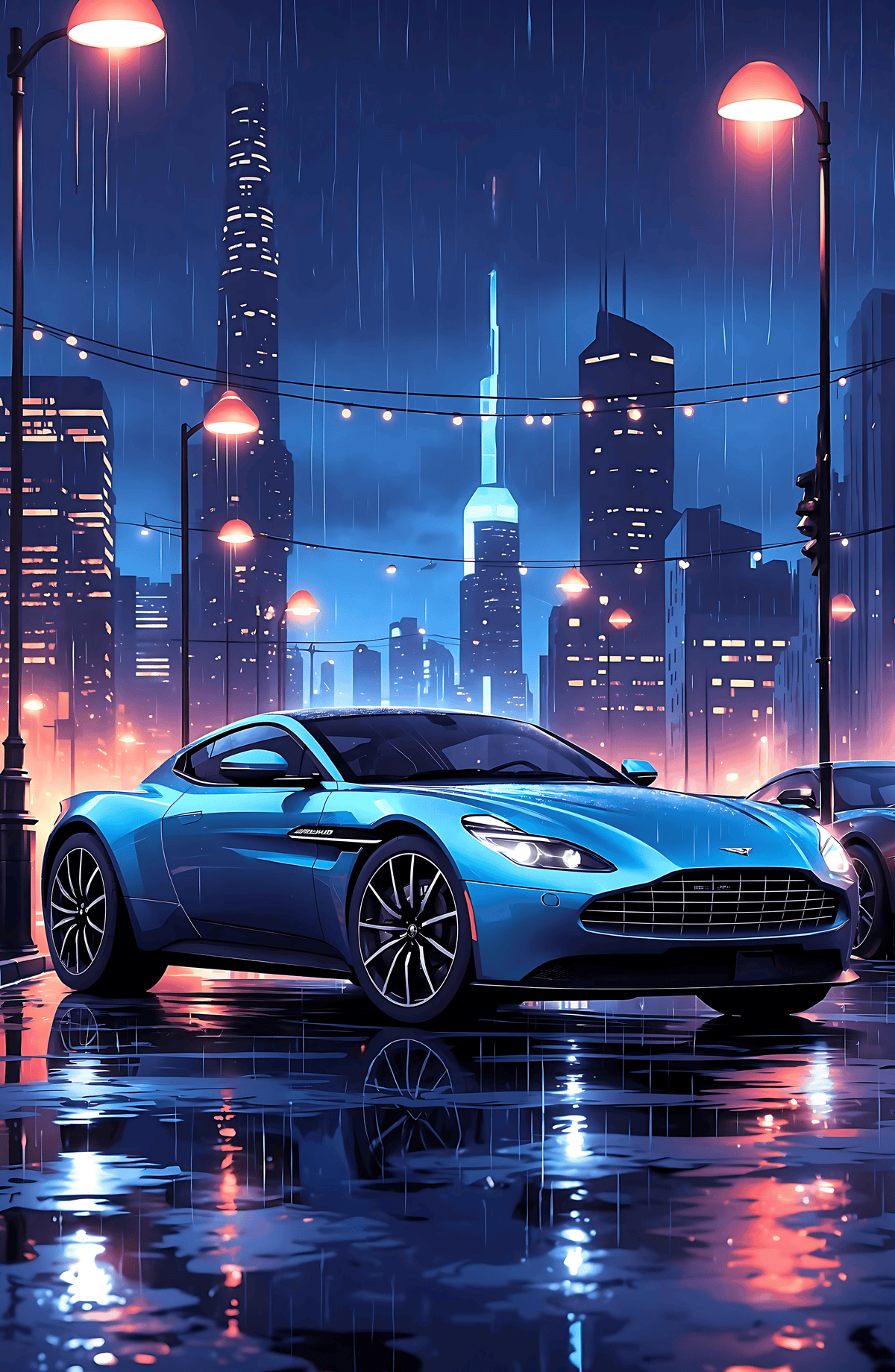 Aston Martin Under City Lights