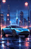 Aston Martin Under City Lights