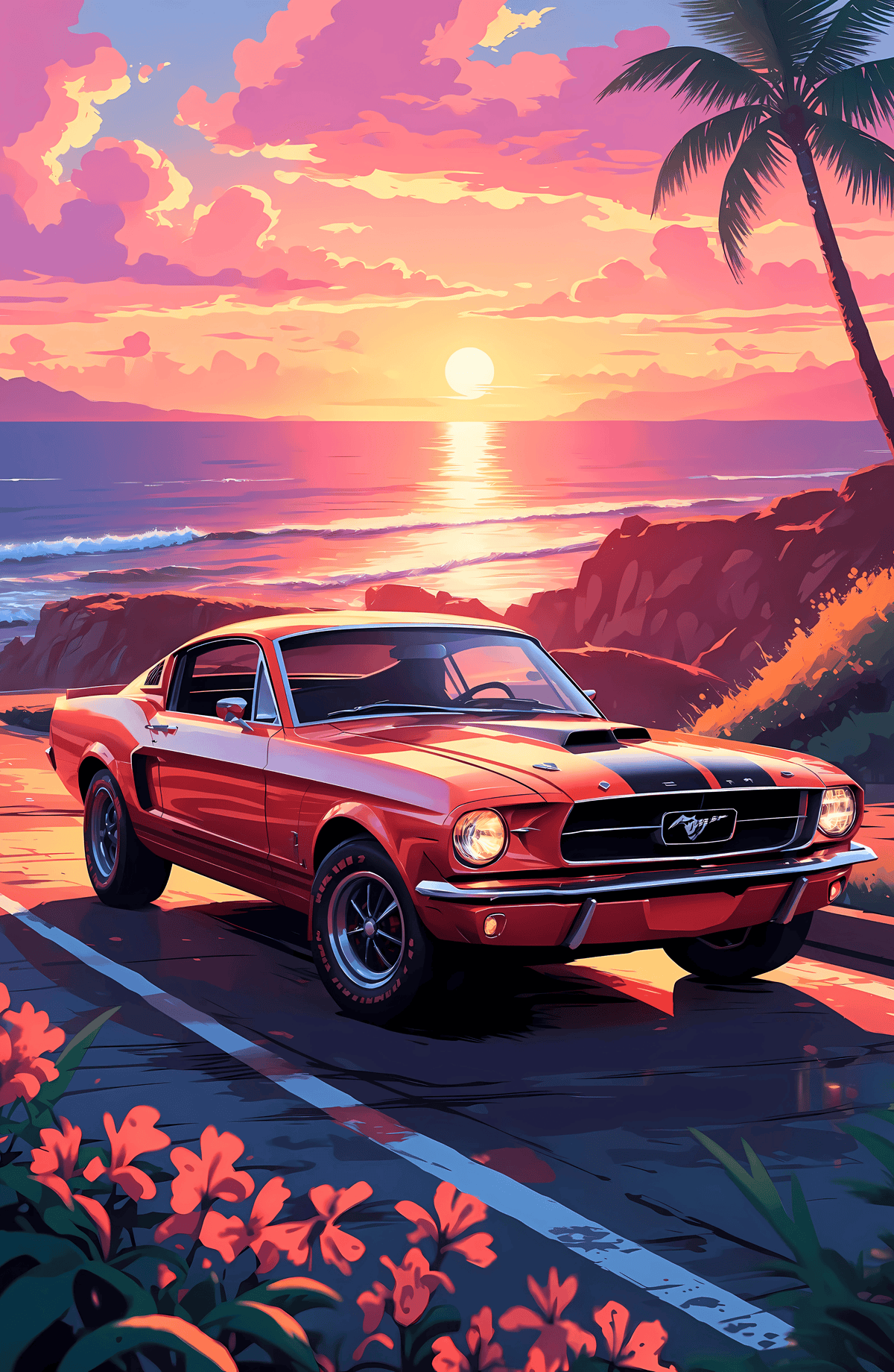 Classic Mustang at Sunset