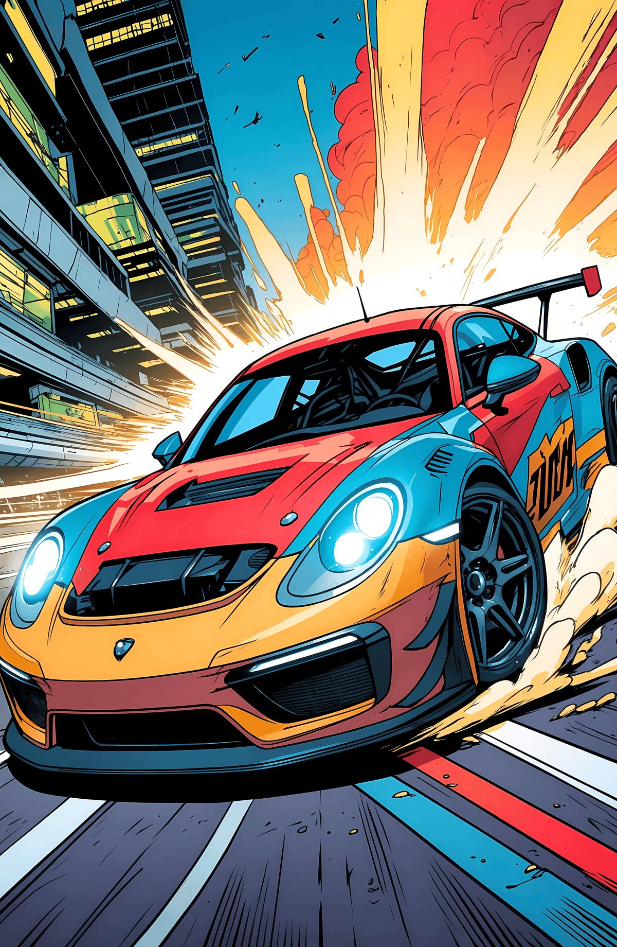 Comic Book Race Car