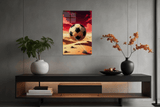 Soccer Ball Over Endless Desert