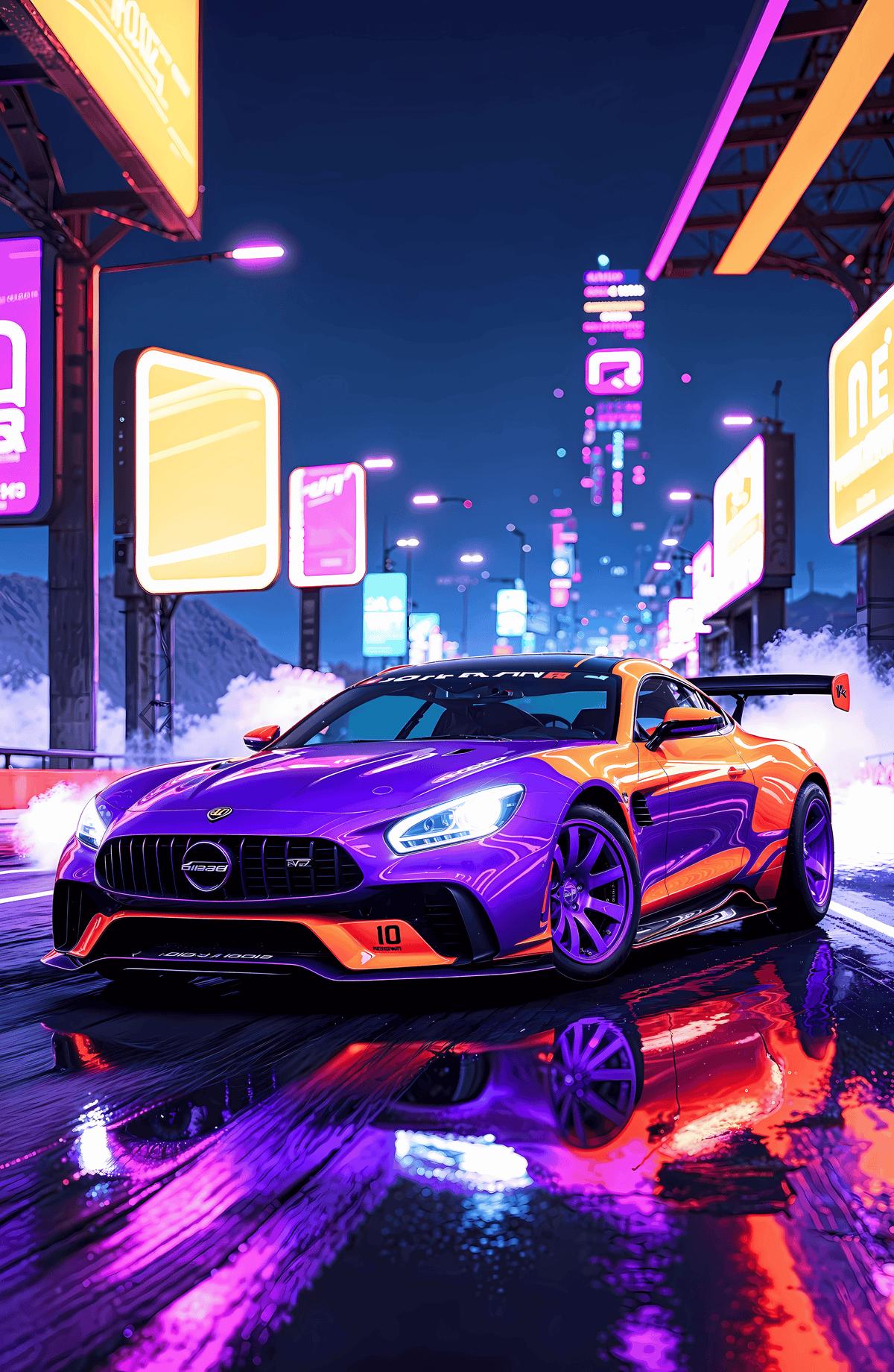 Neon Purple Car