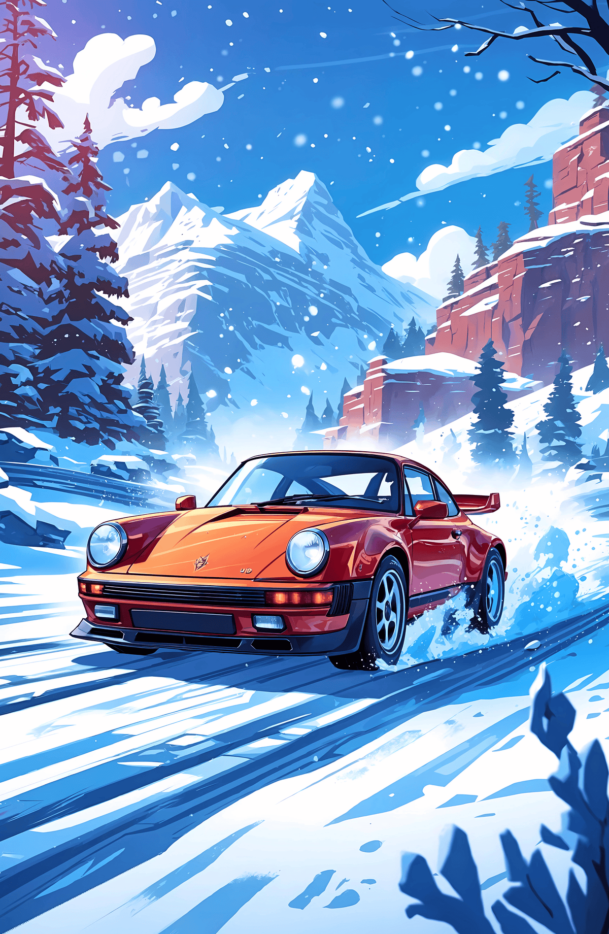 Porsche 911 in the Snow