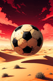 Soccer Ball Over Endless Desert