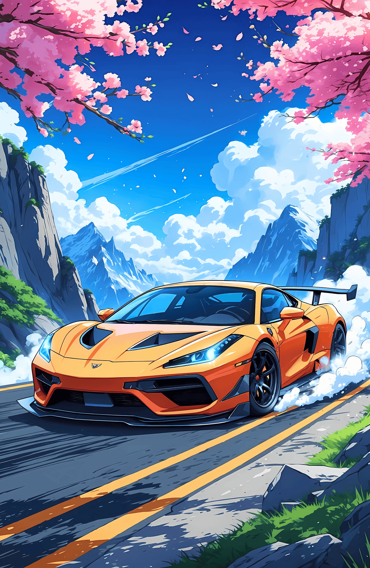 Supercar On a Mountain Road
