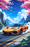 Supercar On a Mountain Road