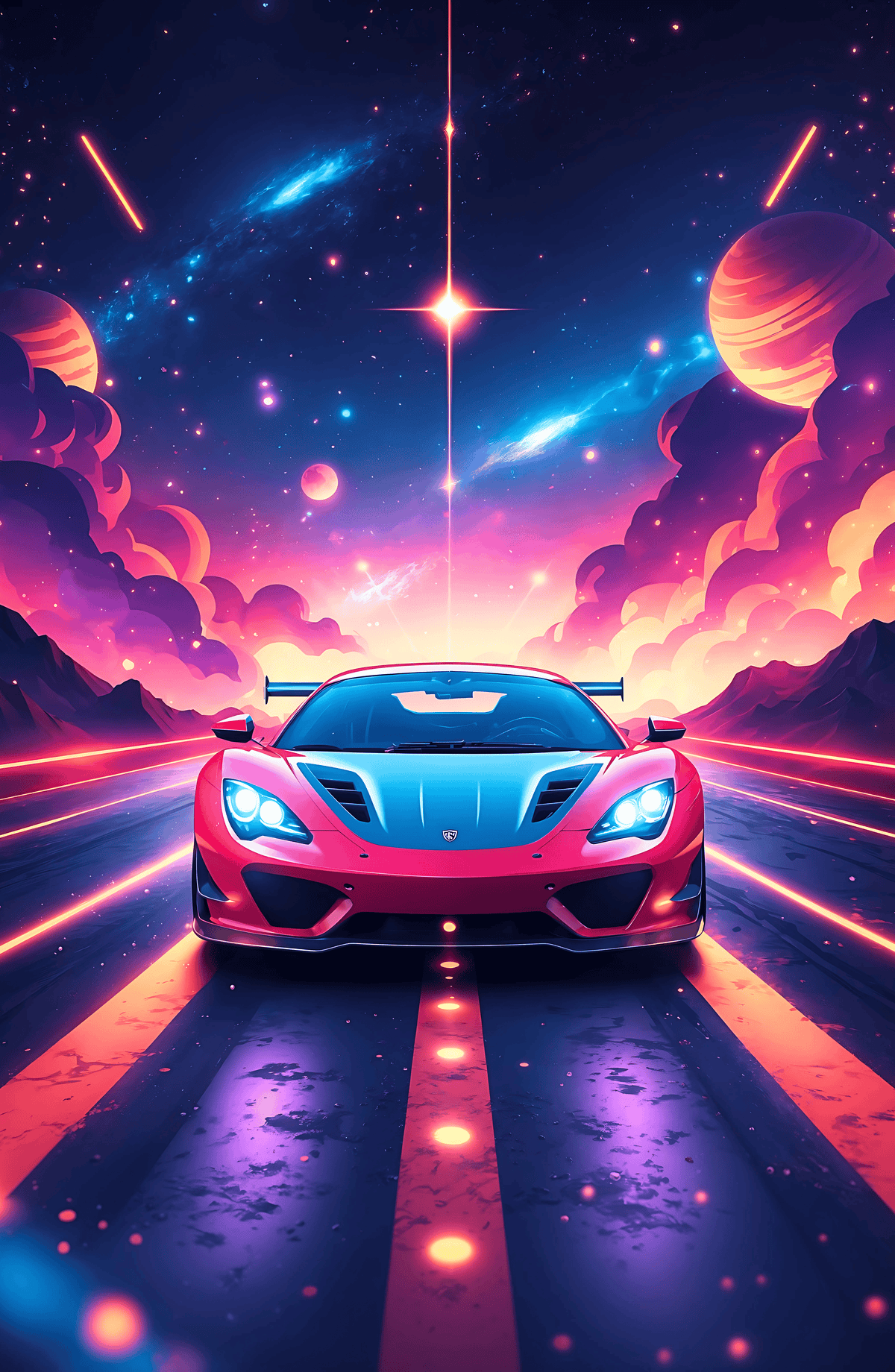 Supercar in Cosmic Road