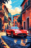 Vintage Ferrari on European Road