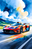 Watercolor Hypercar in Motion